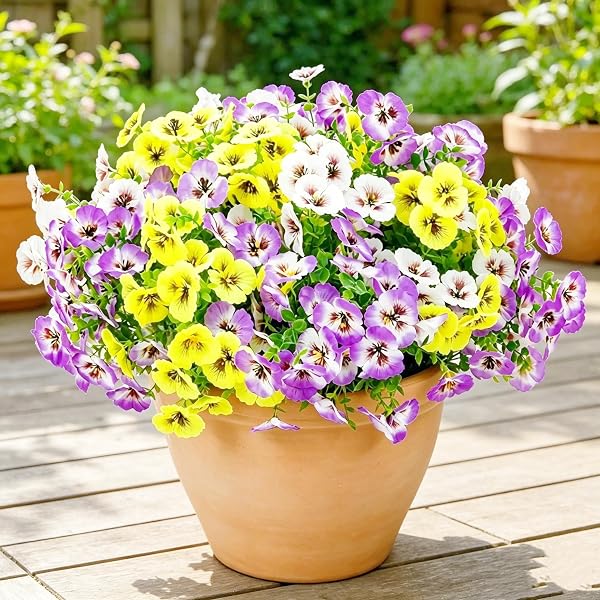 GIAUMA 18 BUNDLES ARTIFICIAL PANSY FLOWERS FOR OUTDOORS...