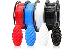 1.75mm Normal PLA 4 Most Basic Colors Bundle Pack: Black Red White Blue, Each Spool 250g, 4 Spools Packed, Total 1Kg 3D Printing Filament Material with One Extra 3D Print Tool by MIKA3D