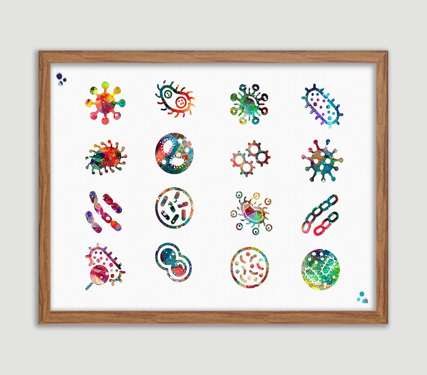 Bacterias Watercolor Poster Bacteriophage Art Print Microbiology Wall Decor Microbiology Art Watercolor Bacteriophage Microscopy Artworks Bioscience Wall Art Office Art Great Gift for Microbiologist