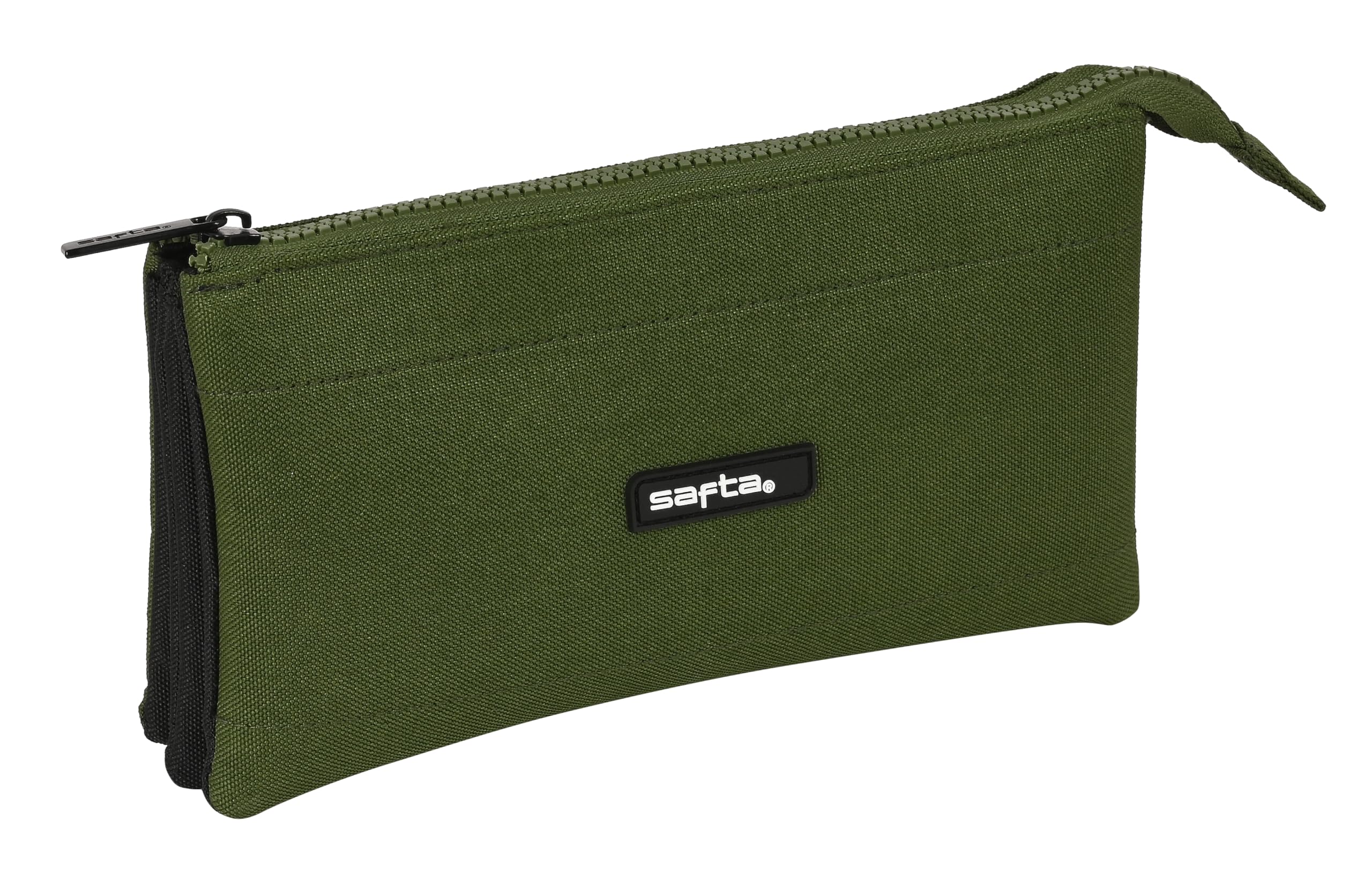Safta Dark Forest – Triple Pencil Case, Children's Pencil Case, Ideal for School Ages, Comfortable and Versatile, Quality and Resistance, 22 x 3 x 12 cm, Khaki Green/Black, Khaki Green/Black,