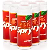 Spry Xylitol Breath Mints Sugar Free, Cinnamon, 45 Count - Pack of 6 | Natural, Non-GMO, Gluten-Free for Cavities, Bad Breath Freshening, Dry Mouth, Promote Oral Health, Increase Saliva Production