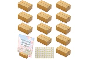 Worown 12 Pcs Mini Wooden Place Card Holders, Small Wooden Table Number Stands, Name, Price Tags Stands for Party Buffet, Wedding, Cafe Bar, Dining Room ( Gold-Includes Adhesive Stickers)