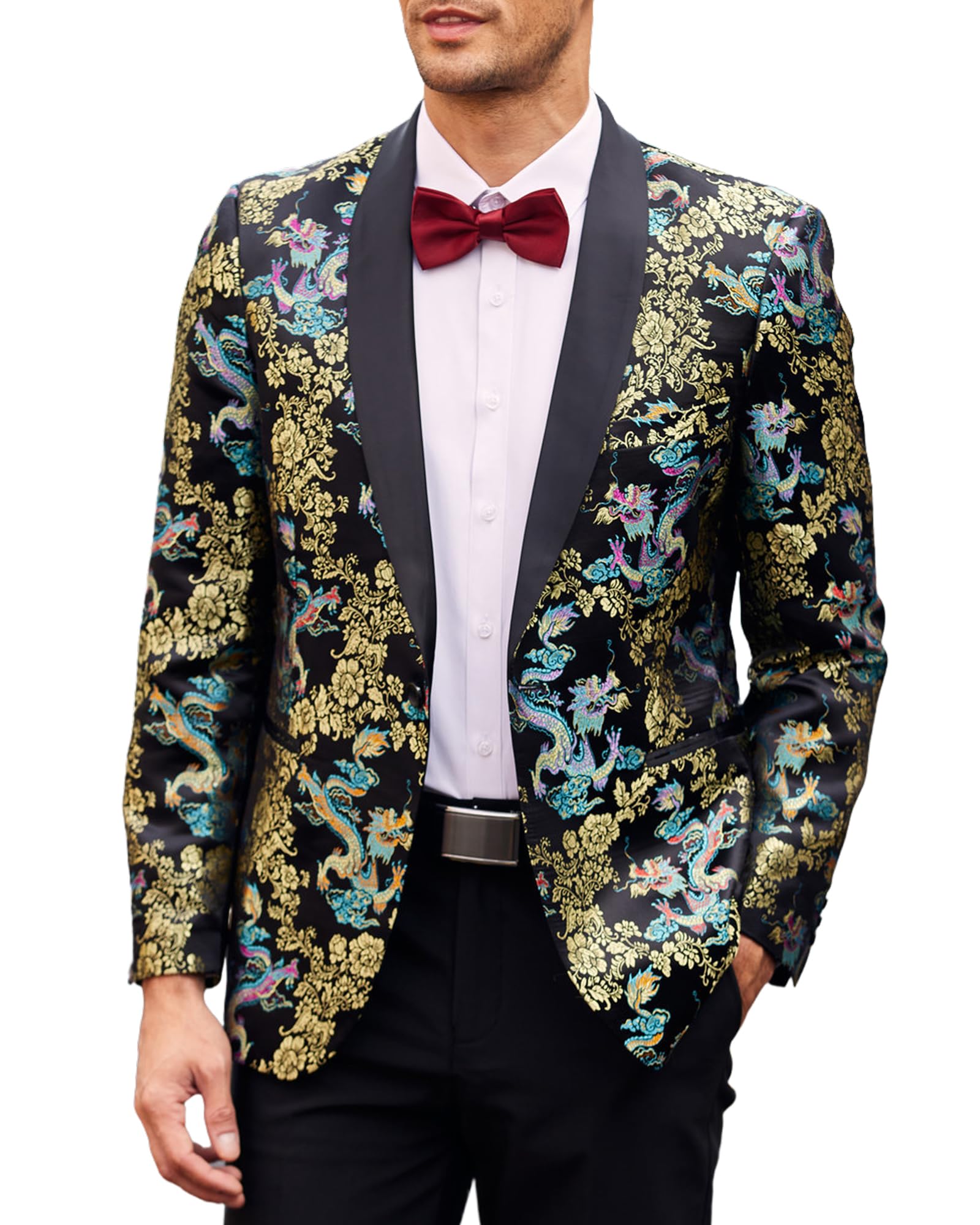 Coofandy Men S Floral Tuxedo Jacket Luxury Embroidered Stylish Suit