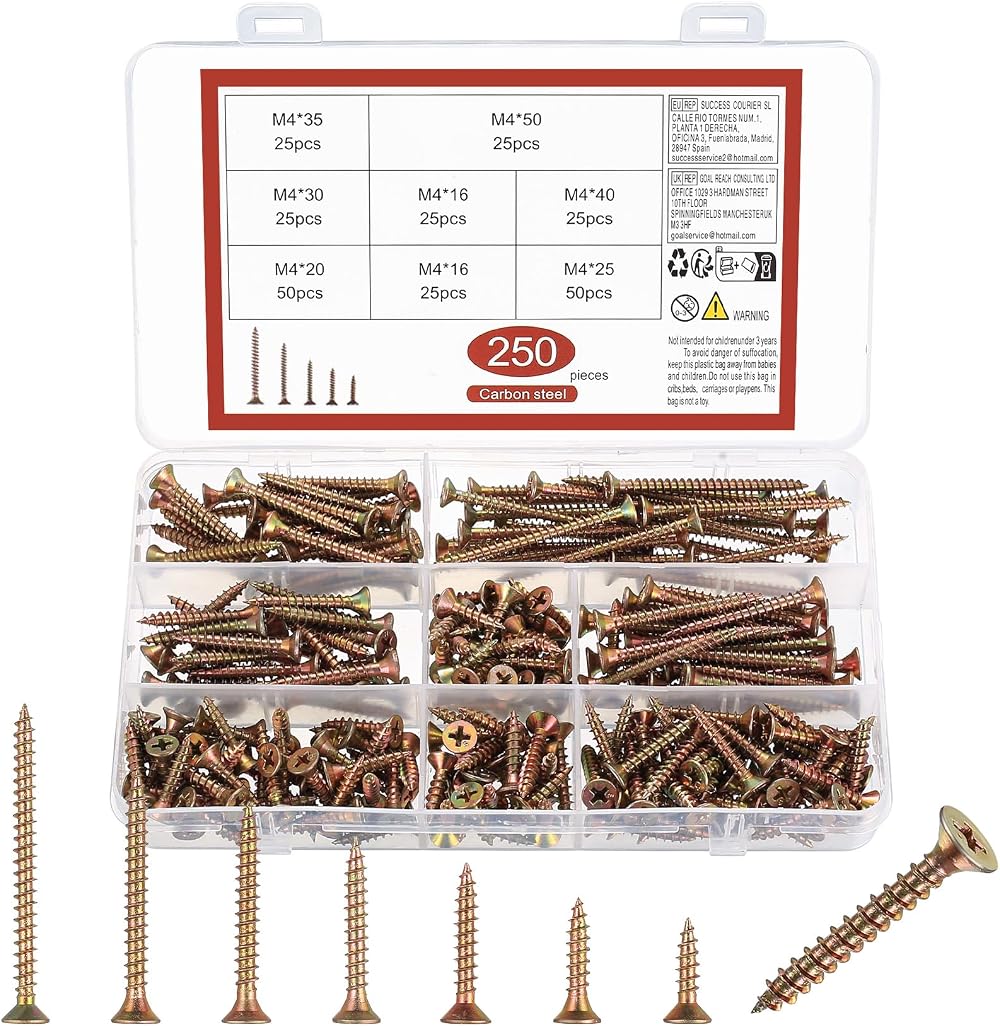 ZWFSDM Color Zinc Plated Carbon Steel Self-Tapping Screws Wood Metal Plastic M4