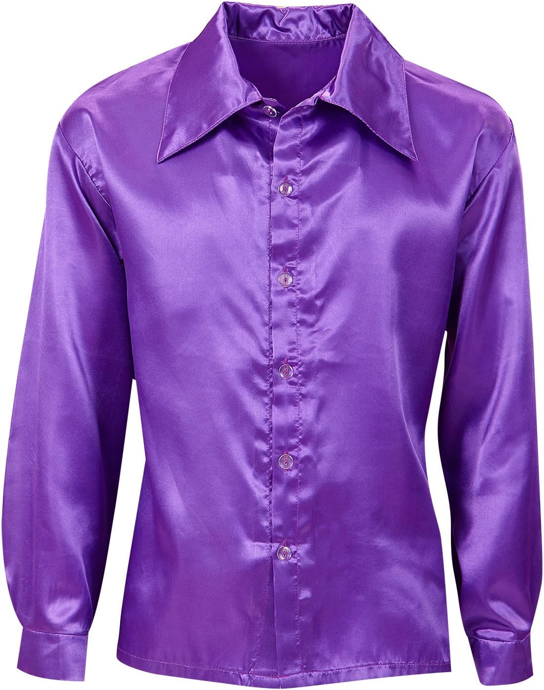 Widmann Generique - Purple imitation satin shirt for men Large (UK 14/16)