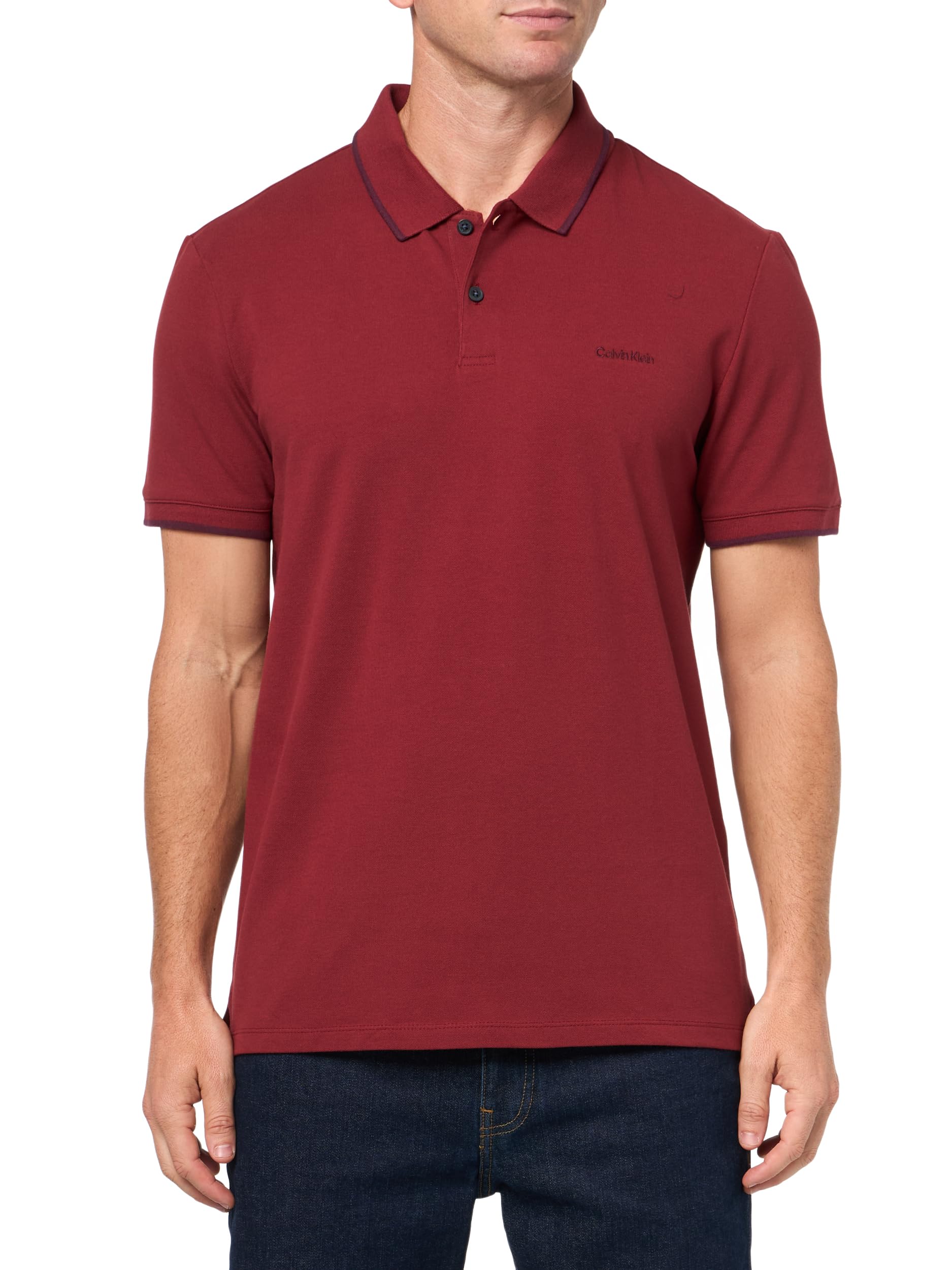 Calvin Klein Men’s Stretch Pique Solid Tipped Polo