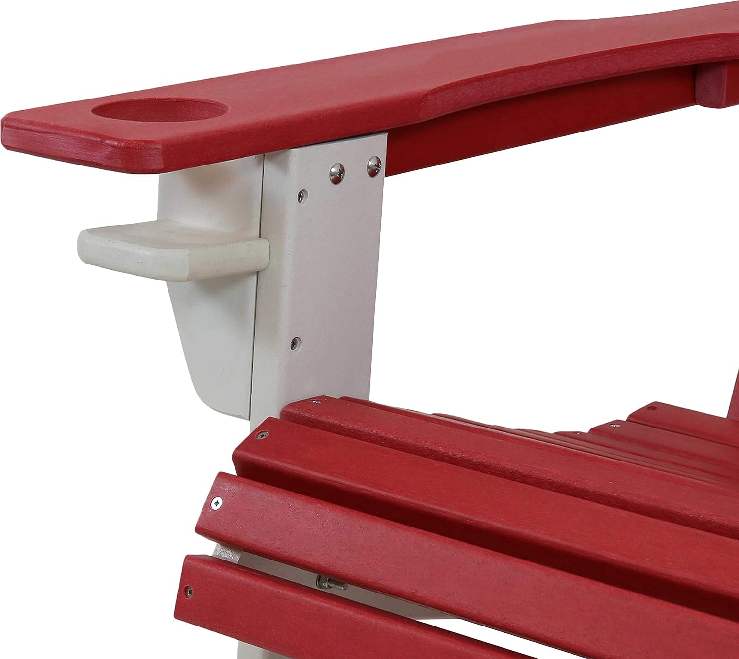 Sunnydaze All-Weather Red/White Outdoor Adirondack Chairs with Drink Holders - Set of 2 - Heavy Duty HDPE Weatherproof Patio Chair - Ideal for Lawn, Garden, and Around The Firepit: Kitchen & Dining