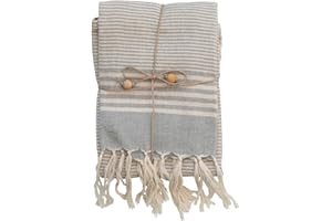 Creative Co-Op Cotton Stripes and Fringe, Set of 3 Styles Tea Towel, Multi