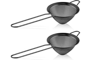 LIANYU Fine Mesh Strainer Set of 2, 3.3 Inches Stainless Steel Tea Sieve Strainer with Long Handle, Ideal for Filtering Coffe