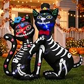 4Ft Halloween Inflatables Skeleton Cat and Dog,Day of Dead Decorations | Cat & Dog Day of Dead inflatable | Built-in LED lights | Easy Setup | Quick inflation | Perfect for yard, garden, party