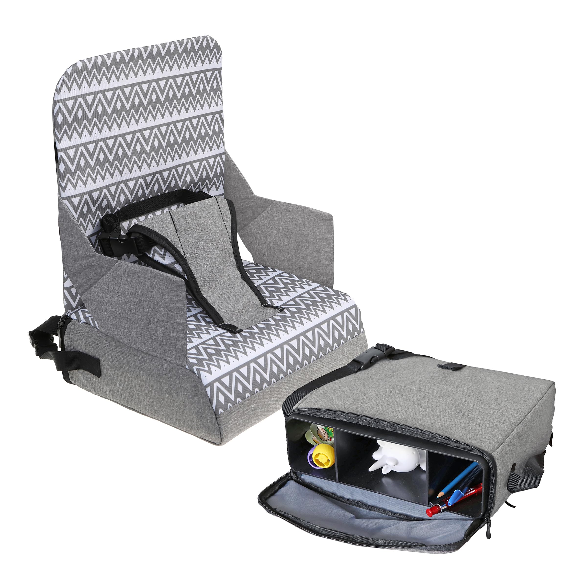 Dreambaby Grab ‘N Go Kids Booster Seat – Portable Travel Toddler High Chair for Dining (6M-3Y) with Storage & Shoulder Strap – Lightweight and Compact