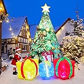GOOSH 11.8 FT Christmas Inflatables Tree Outdoor Decorations Blow Up Christmas Tree Gift Box Yard with Colorful Light for Holiday Party Indoor Garden Lawn Decor (Yellow)