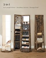 SONGMICS 6 LEDs Full-Length Mirror Jewellery Cabinet JJC007X01 Rustic Brown view 3