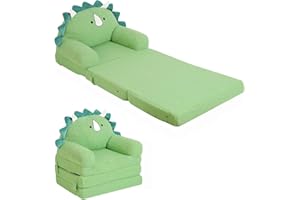 MOMCAYWEX Kids Sofa, Sherpa Couch with Tri-Layer Foam Cushions, Comfy Seating for Kids Age 18 Months and Up, Green