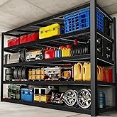 ZEUKMXOO Heavy Duty Storage Shelves 24" D x 55" W x 84" H, 3050 lbs Metal Shelving Rack, Garage Storage Shelf, Estantes de Almacenamiento, Black Basement Shelving Unit, Adjustable Garage Rack