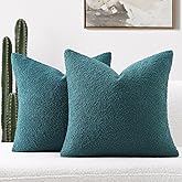 FUTEI Pack of 2 Teal Green Decorative Throw Pillow Covers 18x18 Inch Soft Cozy Solid Boucle Textured Cushion Case,Modern Home Decor for Couch Bed Living Room