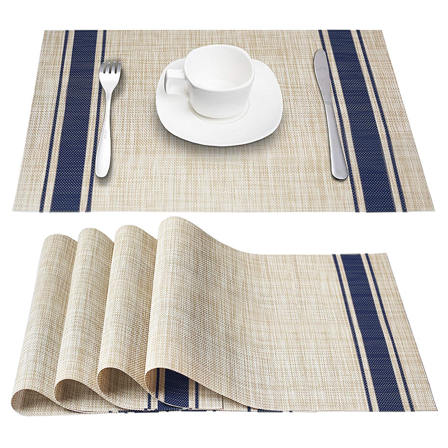 VShine PVC Placemats for Dinner Table Woven Vinyl Placemat