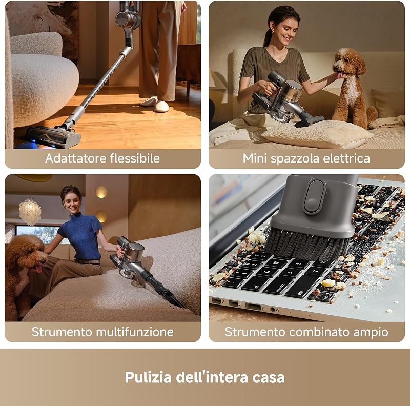 R30 Aspirapolvere senza Fili, 22.000 Pa/190 AW, Spazzola Laterale