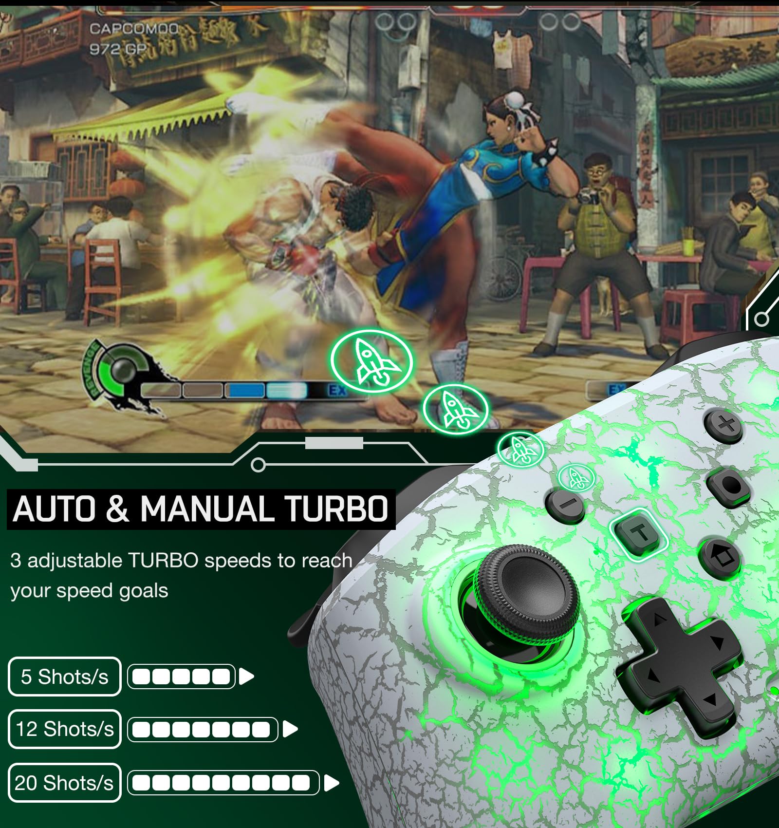 Wireless Switch Controller for Nintendo Switch/Switch 2/Lite/OLED Controller, Switch Controller with a Mouse Touch Feeling on Back Buttons, Extra Switch Pro Controller with Wake-up,Programmable, Turbo Function (White-LED Light)