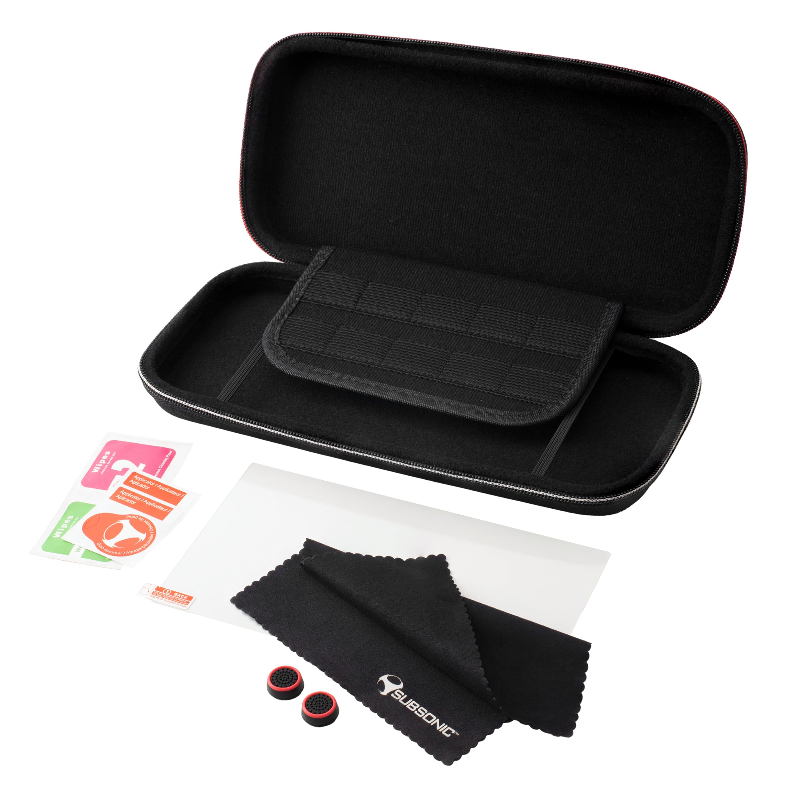 SUBSONIC - Nintendo Switch 2 Zubehörpaket – 5 in 1 Set mit Tasche Switch 2, Bildschirmschutz aus gehärtetem Glas für Switch 2, Joystick-Grips, Reinigungsset, Mikrofasertuch