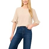 CeCe Short Sleeve Ruffle Cuff Crew Neck Blouse