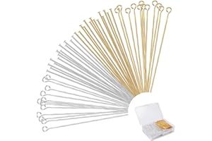 BOYIVI 800 Pieces Jewelry Making Pins Including Eye Pin and Flat Head Pin, 2 Inch Metal Straight Pins for DIY Craft Earring Bracelet Necklace Pendant Making(Gold, Silver)