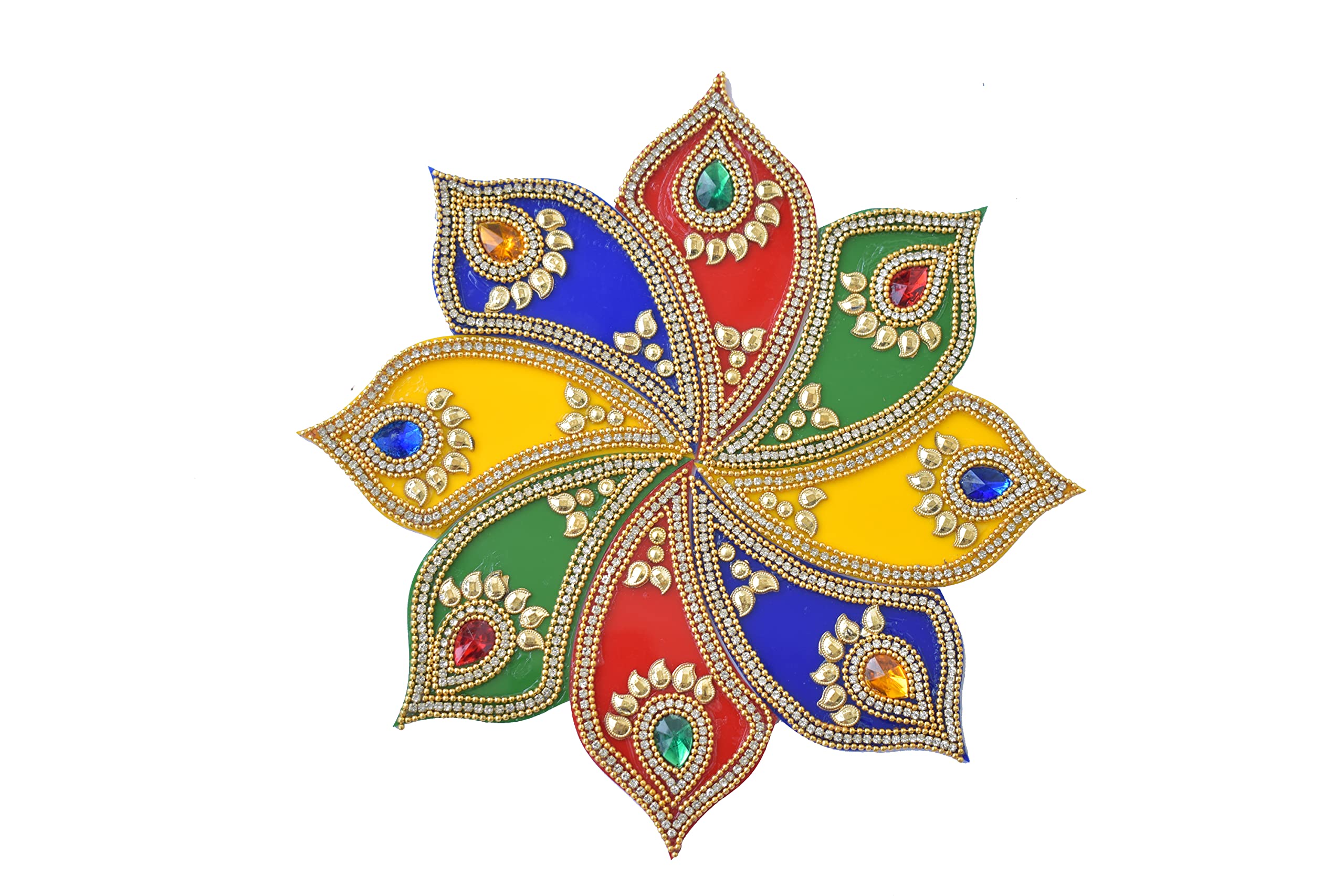 Floor Rangoli Home decoration for festival Pongal Lohri Sankranti Diwali Acrylic handmade Interior Wall Decoration sticker Wedding Décor Party Gift gifting Size: 8 inch (Multicolor Flower)