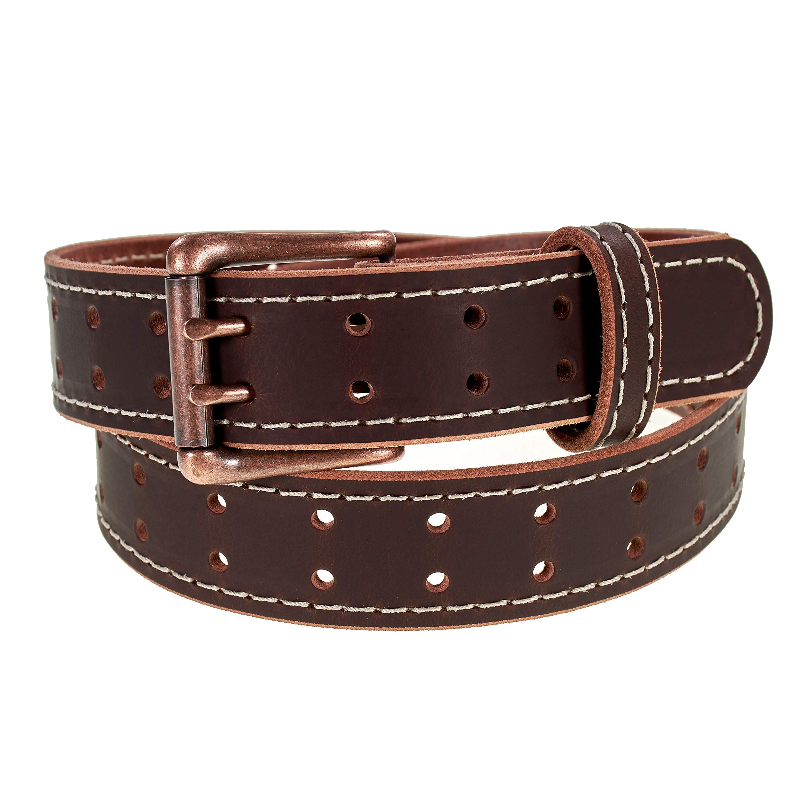 Men’s Classic Leather Belt, Double Prong Retro