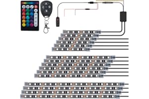 GOGOONE 16PCs Motorcycle LED Underglow Light Strips Kit Turn Signal Brake with APP/IR/RF, Sync Music Multicolor RGB Neon Atmosphere Lighting Waterproof 12V