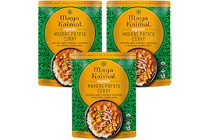 Maya Kaimal Organic Indian Madras Potato Curry | Microwaveable, Ready to Eat, Fully Cooked Potatoes, Sweet Potatoes & Chickpeas in a Peppery Coconut Sauce | Vegan | Kosher