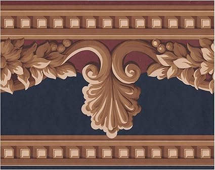 Retro Art Wall Border Beige Brown Victorian Garnet Red On Black Wallpaper Border Retro Design Prepasted Roll 15 Ft X 8 In 8 By 5 Yards Amazon Co Uk Diy Tools