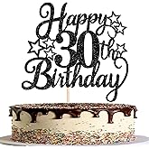 Rsstarxi 1 Pack 30th Birthday Cake Topper Glitter Black Cheer to 30th Birthday Decorations for Him Her 30th Anniversary Party Cake Decorations Supplies