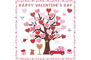 CPicdn 136Pcs Valentine’s Day Tree Bulletin Board Classroom Decoration Set Heart Bulletin Board Name Tags Hearts Tree Cutouts Chalkboard Wall Decor for Elementary School Home Valentines Supplies