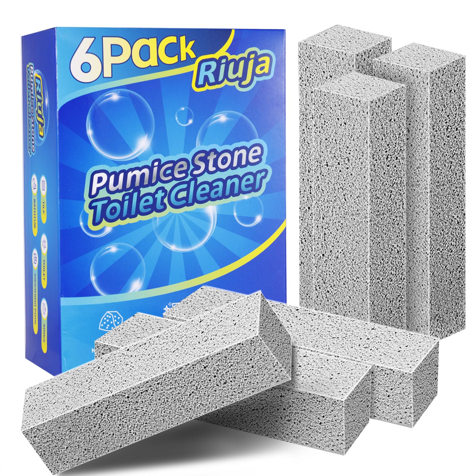 Photo 1 of 6 Pack Pumice Stone Toilet Bowl Cleaner, Pumice Stone for Cleaning, Powerfully Cleans Toilets, Bathtubs, Grills, Swimming Pools, Sinks