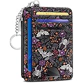 Kelvoris Goth Bat Spider Credit Card Holder Small Wallet Women, Gothic Slim RFID Blocking Wallet Woman Keychain with Zipper Coin Pocket, Front Pocket Thin Travel Card Case with ID Window Ladies Gifts