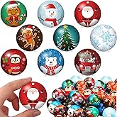 Glimin 60 Pcs Christmas Stress Balls Bulk 2.5‘' Christmas Stocking Stuffers 9 Styles PU Foam Stress Balls Xmas Party Favors Small Gifts for Women Slow Rising Ball Anxiety Relief Kit Party Supply