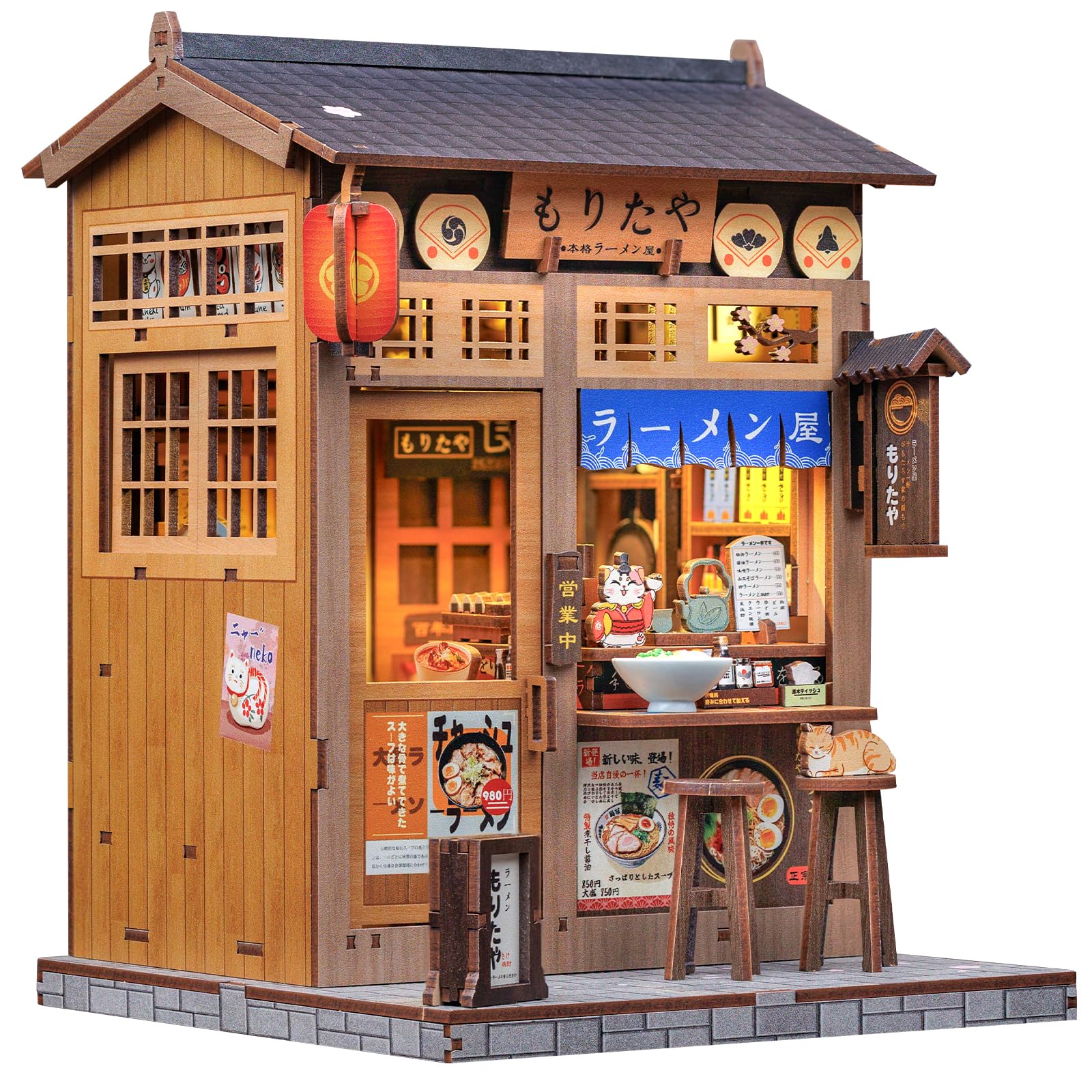 Cutefun Book Nook Japan - DIY Miniature Dollhouse Kit For Adults Tiny House Bookshelf Puzzles Craft Gifts for Women Book Lovers(Japanese Ramen Shop)
