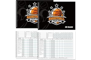 Qilery 2 Pcs Basketball Scorebook 35 Games Score Keeping Book Side by Side 2025 League Stats Basketball pad for High School, Middle School, Coaches Adult Youth