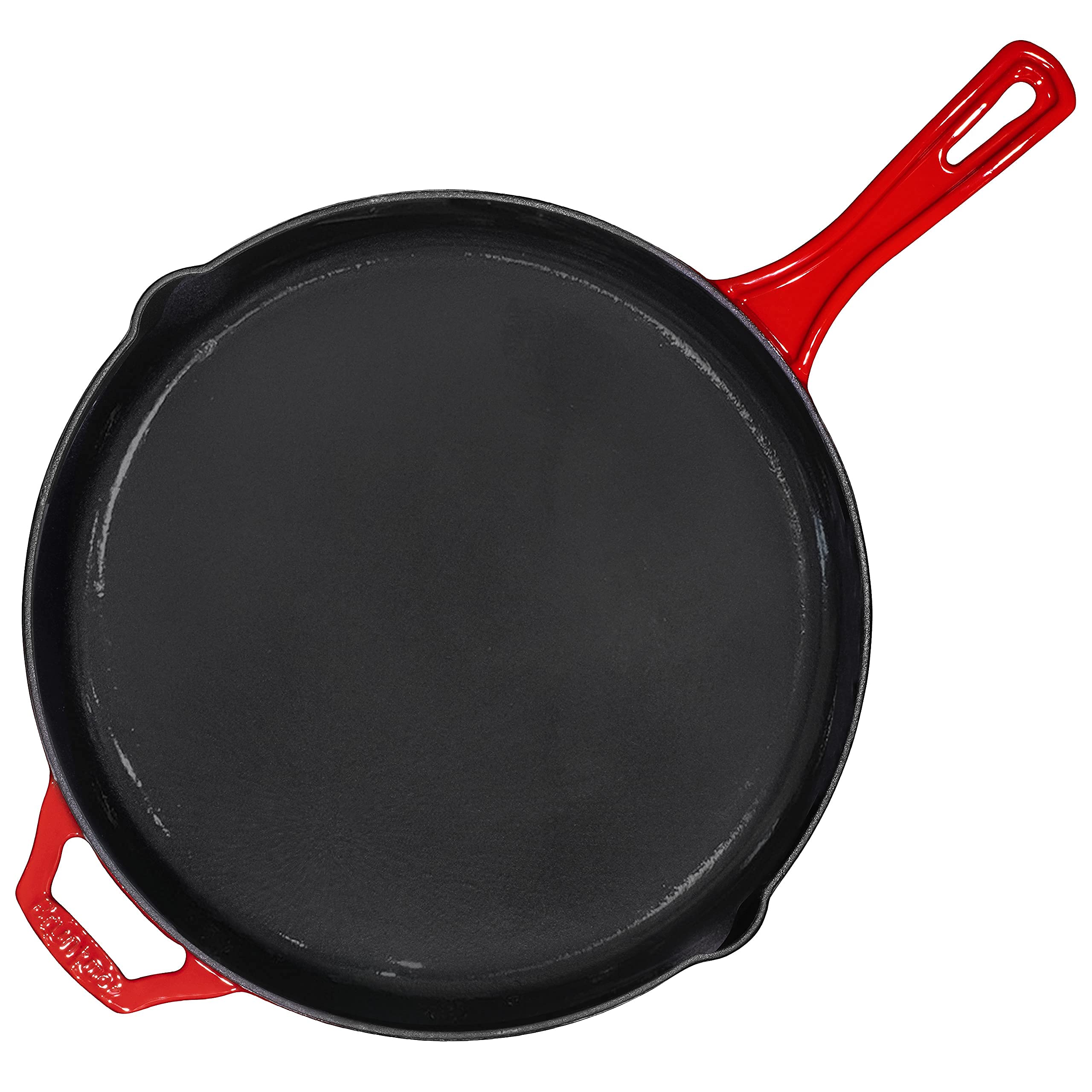 Bruntmor 12-Inch Enameled Cast Iron Skillet - Pre-Seasoned Frying Pan for Cooking, Grilling, and Baking - Smooth Nonstick Cast Iron Pan - Oven Safe and Durable Cookware for Versatile Use - Red