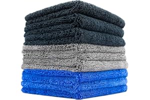 The Rag Company - Drying Towels for Car Detailing - Premium Microfiber Cloth Perfect for a Streak-Free Finish - Spectrum 420 Dark Pack - 420 GSM, 16" x 16" (9-Pack)