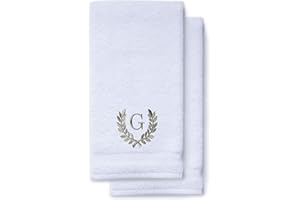TURQUAZ Decorative and Monogrammed Hand Towels for Bathroom Kitchen Makeup | Personalized Gift for Wedding-Bridal | Roman Font Custom Luxury Turkish Towel | Spa Collection, Oversized, 16 X 30 Inch, Set of 2