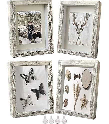 5x7 आकार के दो शैडो बॉक्स फ्रेम का पैक – सूखे फूल, पदक, तस्वीरें और अन्य वस्तुएं प्रदर्शित करें