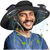 RoamRider Wide Brim Outdoor Solar Fan Hat, UPF 50+ Fishing Hat for Man with 2 Solar Fan, 3 Modes 180°Rotating Fan Hats