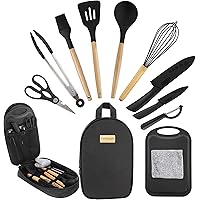 Camkinger Camping Accessories Kitchen Cooking Utensils Set - Portable Outdoor Camp Cookware Set, Silicone Camper Essentials G