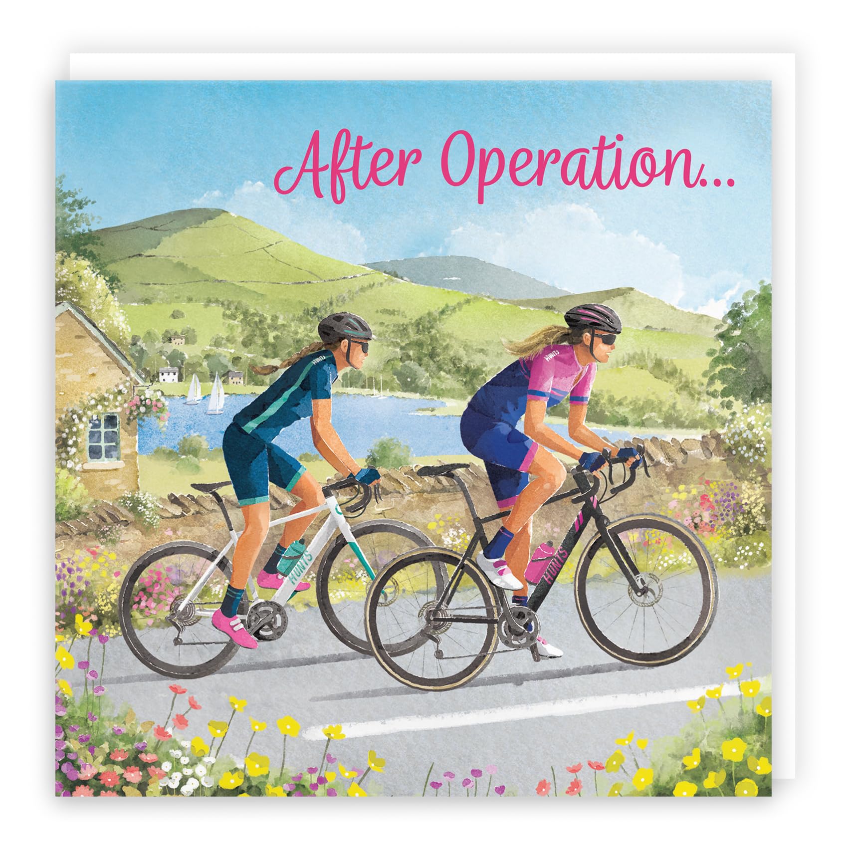 Hunts England - Cycling After Operation Card For Her - Milo's Gallery - Female Cyclist Get Well Card - Feel Better Soon Speedy Recovery Card For Bike Fans - For Girls, Women