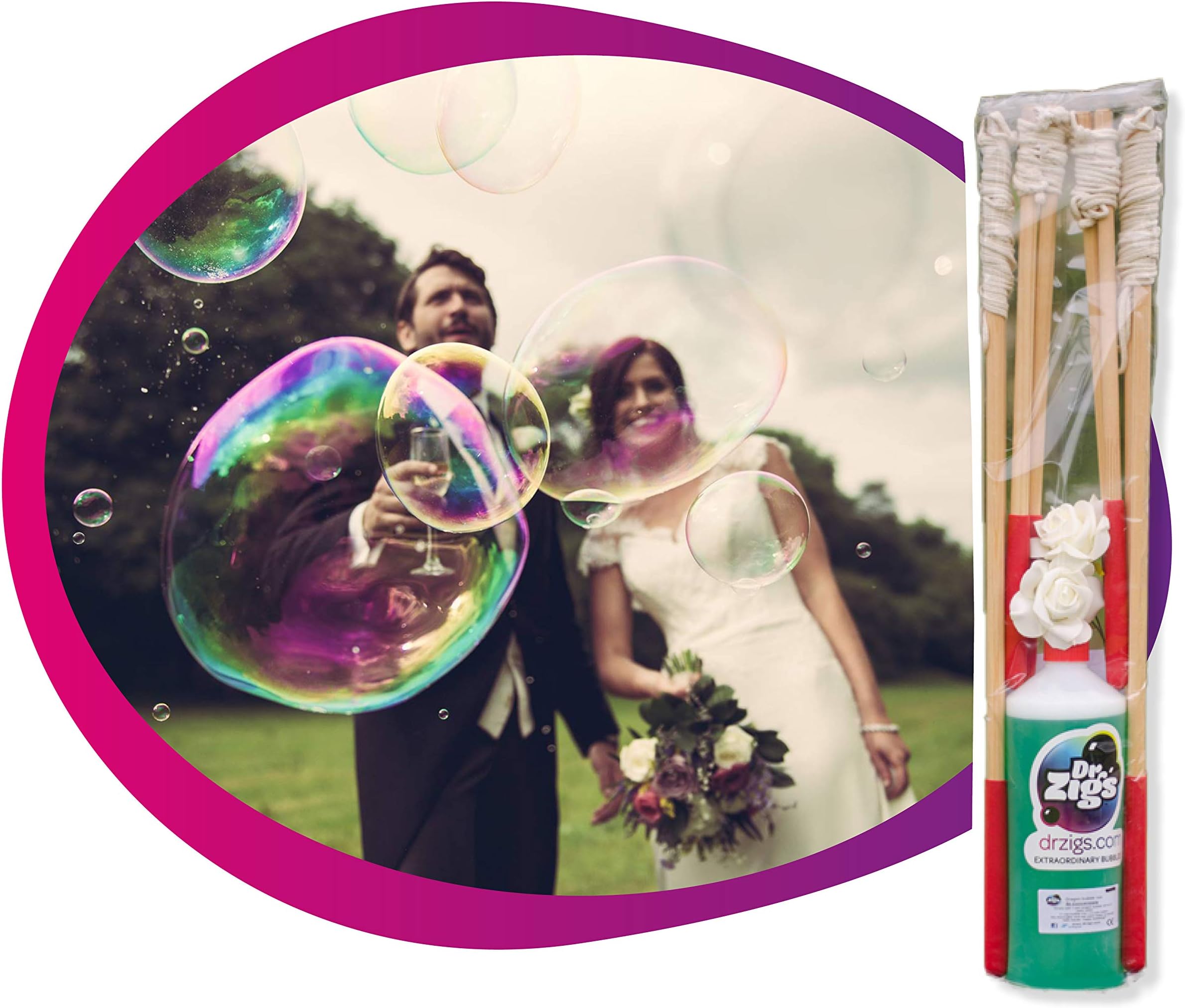DR ZIGS ECO GIANT BUBBLES Ultimate Wedding Kit. XL Bubble Mix, Wands and Toys for Hours of Fun with Friends. Confetti. Great Photos. Garden Marquee Fun for Kids & Adults. Outdoor Entertainment for All