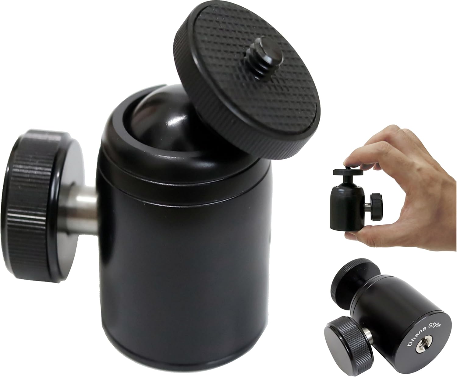 Dhana Style Dial Smooth Adjustment Photography Ball Head 360 Degree Fluid Rotation Tripod Ballhead 1/4" 3/8" Thread Base Mount : Camera & Photo