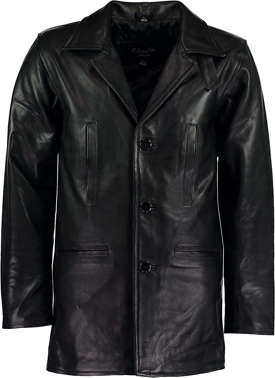 Charlie LONDON Men's Max Payne Leather Jacket Coat - Leather Jackets Mens