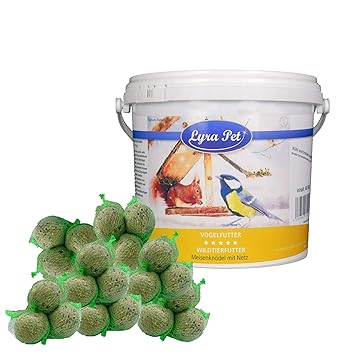 Lyra Pet 40 x 90 g Eimer Meisenknödel mit Netz Wildvogelfutter Knödel Fettfutter