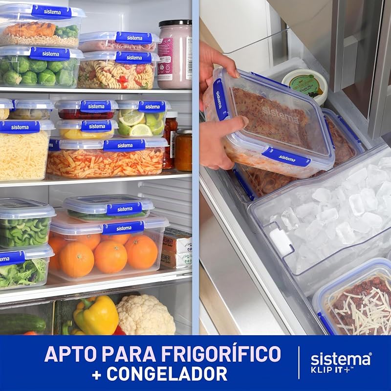 KLIP IT PLUS recipientes de almacenamiento de alimentos | 1 L | Juego de 4 recipientes herméticos | Sellado hermético | Clips de cierre fácil